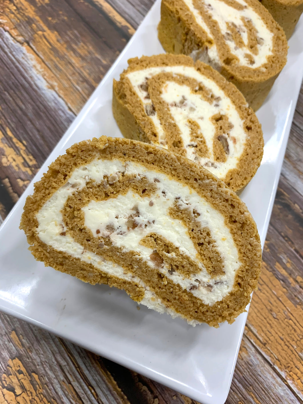 Keto Pumpkin Swiss Roll - Pumpkin & Pecan Cream Cheese Roll - Gluten Free, Sugar Free, Low Carb & Keto Approved