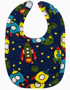 AnnLoren Baby Toddler Boy Space Ship Blanket & Bib Gift Set 2 Pc Knit Cotton