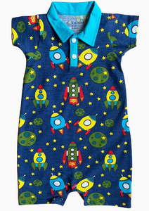 AnnLoren Spaceship Short Sleeve Baby Toddler Boys Romper