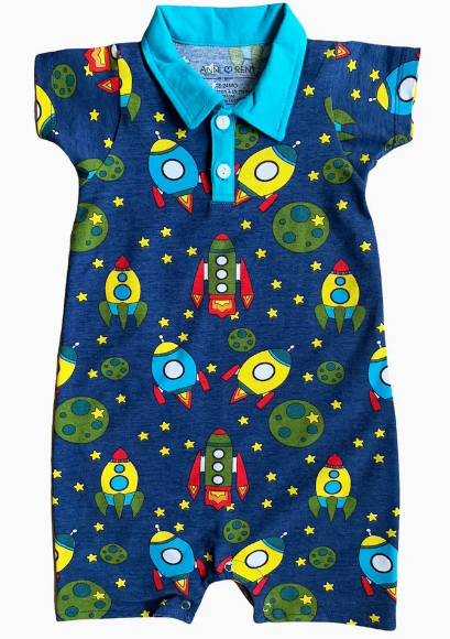 AnnLoren Spaceship Short Sleeve Baby Toddler Boys Romper