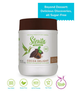 Stevita Naturals - Cocoa Delight Jar - Sugar Free, Semi Sweet Cocoa Powder (4.2 oz Jar)