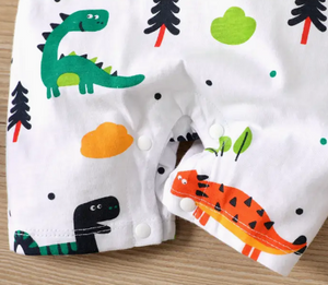 PatPat- Boys Grey Dinosaur Shortsleeve Romper