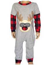 Load image into Gallery viewer, AnnLoren Baby Boys Unisex Holiday Christmas Reindeer Plaid Cotton Romper
