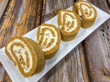 Load image into Gallery viewer, Keto Pumpkin Swiss Roll - Pumpkin &amp; Pecan Cream Cheese Roll - Gluten Free, Sugar Free, Low Carb &amp; Keto Approved
